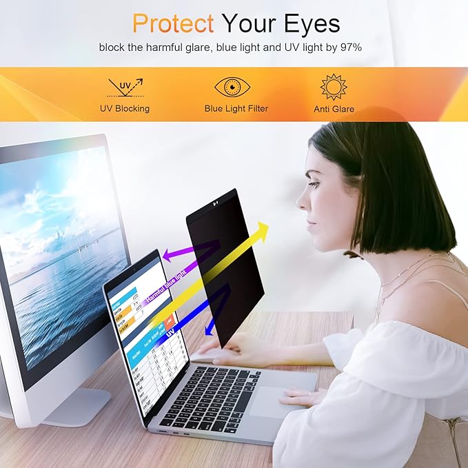 Mamol Magnetic Privacy Screen MacBook Pro 13 Inch (2012-2015), Removable Anti Blue Light Glare Filter Laptop Privacy Screen Protector with Camera Cover for Apple Mac 13'' Model (A1278,A1425, A1502)
