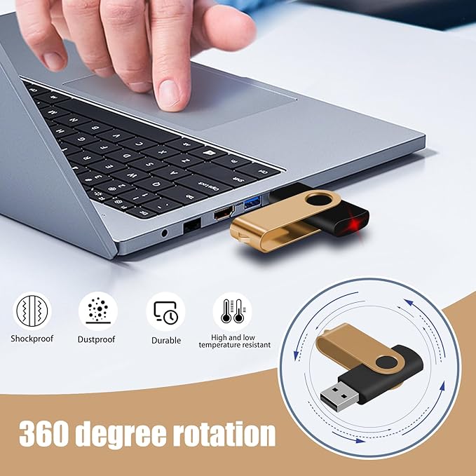 EASTBULL 8GB USB Flash Drive Bulk Thumb Drives 50 Pack with Lanyards USB 2.0 Memory Sticks Zip Drive Pen Drive for Storage and Backup Glod 50PCS 8GB