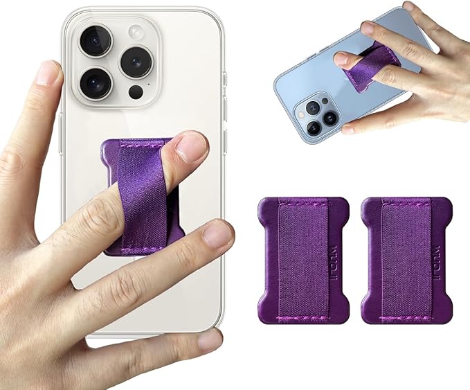 Universal Phone Grip for Smartphones - Phone Holder for Hand for Back of Phone - Wireless Charging Compatible (DeepPurple) - 2Pack
