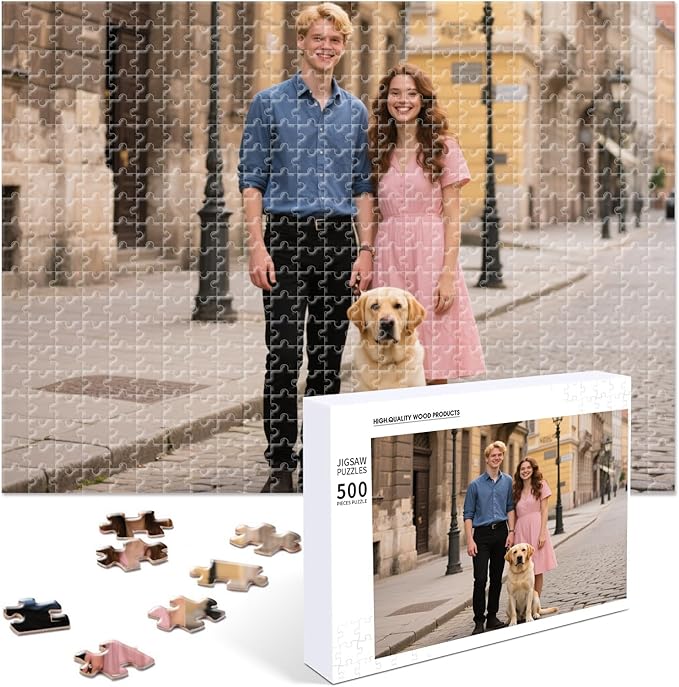 Custom Photo Puzzle – Personalized 500‑Piece Jigsaw Puzzle from Your Photos – Unique Custom Gift for Adults, Families, Weddings, Couples, Anniversaries, and Cartoons(500-horizontal)
