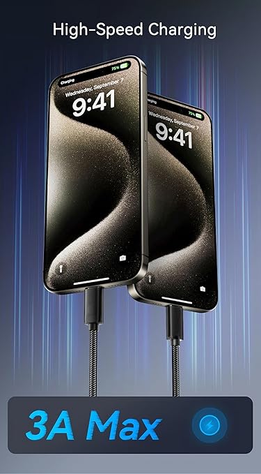 Woven USB-C Cable for iPhone 16 Pro Max (Black, 5ft) MFi Certified Car CarPlay USB-A to USB C Charger Cord Fast Charging for Apple iPhone 15 Pro Max/16/16 Plus/16 Pro/15/15 Pro/15 Plus/iPad Air M2