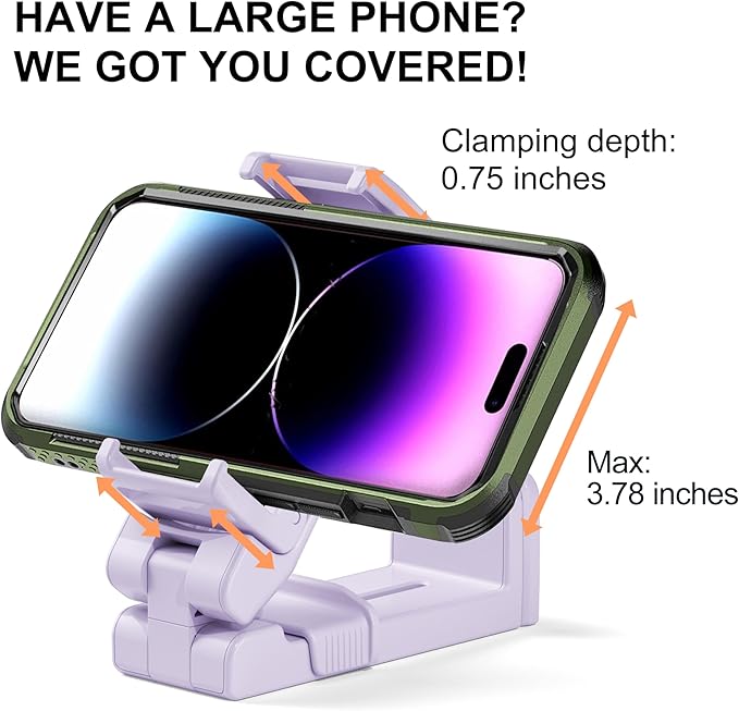 Perilogics 2025 Upgraded Travel Essentials Must Have Airplane Phone Holder Mount. Improved Ergonomic Lever, Perfect for Long Flight, Cruise, Desk, Travel Gift for Content Creator (Lavendar)