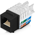 Everest 45° Angled RJ45 Cat6 Keystone Jacks 100-Pack in Black - Slim Profile Female RJ45 Connectors - Cat 6 Keystone Jack - Compatible with 45° Angled Speed Termination Tool - 45Term (B0BL3GS7ZY)