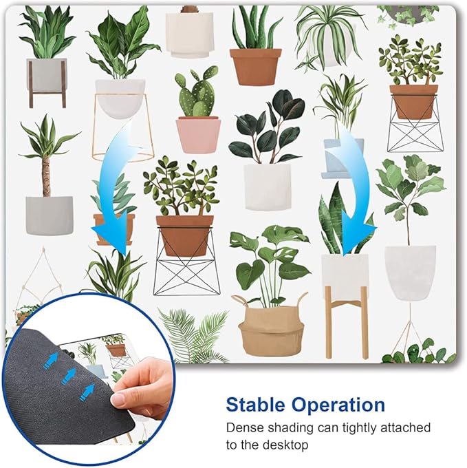 Hokafenle Mouse Pad, Square Personalized Computer Mouse Pads with House Plants Design, Washable Mouse Mat, Office Home Non-Slip Rubber Base Mousepad