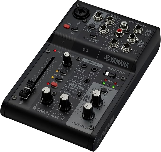 Yamaha AG03MK2 Black 6-Channel Live Streaming Loopback Mixer/USB Interface with Steinberg Software Suite
