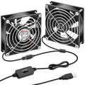 2 Packs Wathai 92mm x 25mm 90mm 5V USB Fan for Receiver AV cabint Game Console PC Laptop TV Box Projector Router Cooling