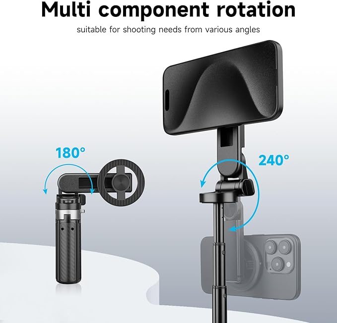 4-in-1 Multifunctional 360° Rotation Magnetic Selfie Stick, Mini Tripod with Detachable Wireless Remote & Portable Selfie Stick Tripod for Photograph, Recording, Travel Vlog，Live Streaming