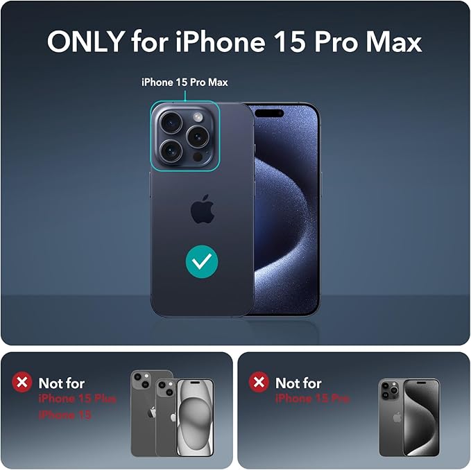 ESR 3+1 Pack for iPhone 15 Pro Max Screen Protector, [9H Hardness] [Military Grade Shatterproof] Full Coverage Ultra-tough Tempered Glass Film, Easy Installation Frame, 1 Set of Camera Lens Protector