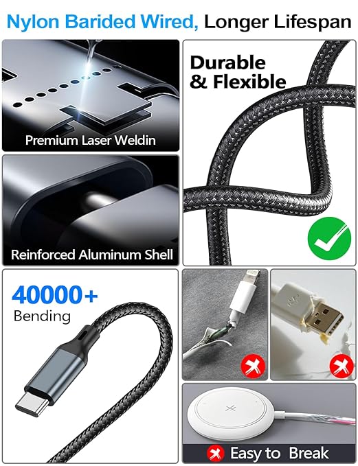 4-in-2 Charging Cable for Apple Watch Charger/Samsung/iPhone Charger,Car/Travel Essentials,Type C Cable Multi Cord for iWatch Ultra/10-2/iPhone 16-11/Samsung S25-S20,PlayStation 4,iPad,airPods-Black