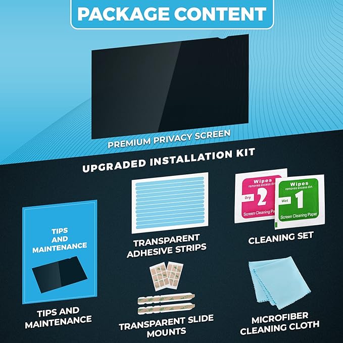 Privacy Screen Filter for 25 Inches Desktop Computer Monitor, Screen Protector size is 21.81 inch width x 12.28 inch height