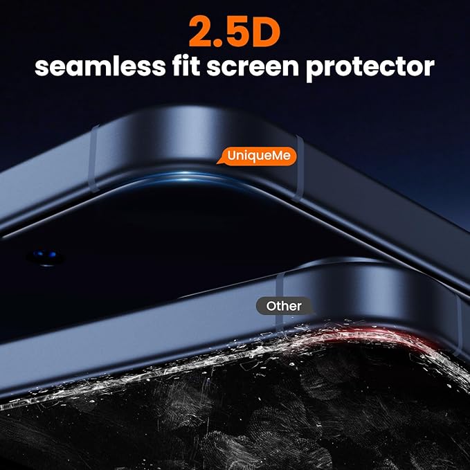 UniqueMe for iPhone 15 Pro Privacy Screen Protector, [Military Grade Shatterproof & 9H+ Hardness] Screen Protector 15 Pro Tempered Glass Full Coverage Protection, Easy to install, 2 Packs