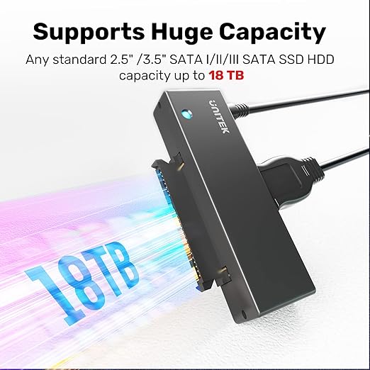 Unitek USB 3.0 to SATA III Hard Drive Adapter External Kit Cable for 2.5 3.5 Inch HDD/SSD Hard Drive Disk, Optical Drive, with 12V/2A Power Adapter, Support UASP