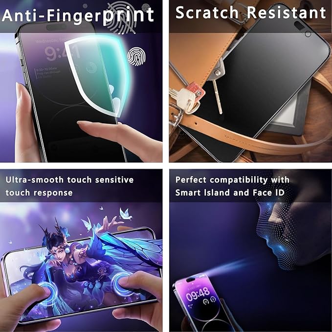 Matte Privacy Screen Protector for iPhone Air 6.5-Inch, Auto Dust Removal, 9H Anti-Spy Tempered Glass Film, Full Cover, Anti-Fingerprint, Easy Installation, 2 Pack