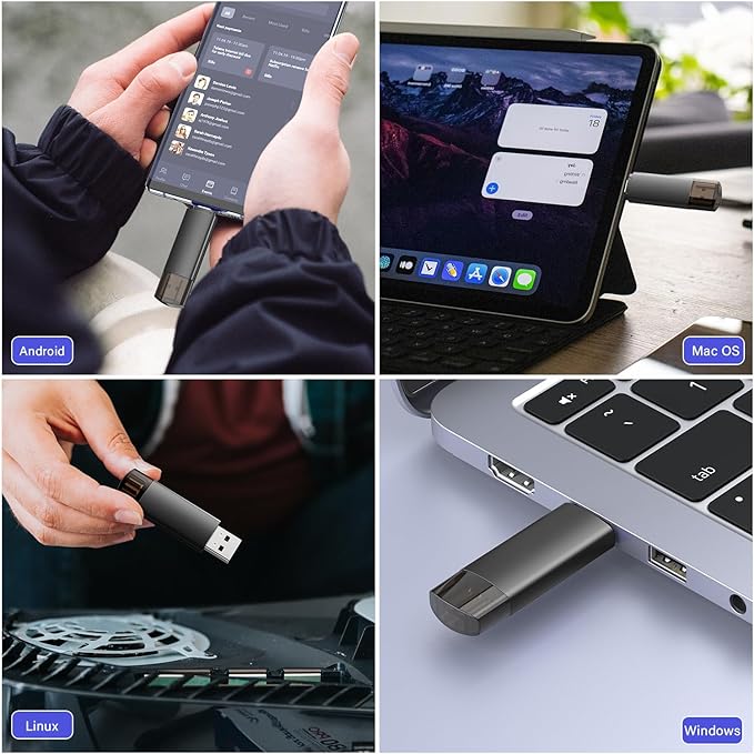 256GB USB C Flash Drive Dual USB 3.0 Flash Drive Type C + USB A Portable Type-C Flash Drive 2-in-1 USB-C Thumb Drive for Smartphone Tablet Computer Mac iPhone 15