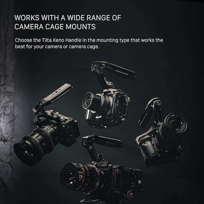 Tilta Xeno Top Handle for Filmmakers & Cameras-Titanium Gray | Aluminum Alloy and Silicone Build | 1/4″-20 Threads w/Locating Points | Safety Release Pin | Comfortable Handling (Dual 1/4"-20)