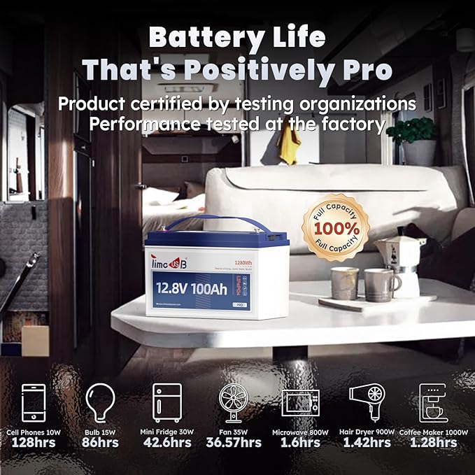 12V 100Ah Pro LiFePO4 Battery, Grade A Battery Cells, 3 Pack Group 31 Deep Cycle Lithium Battery, Built-in 100A BMS,10-Year Lifetime, Perfect for RV, Solar Home System and Off-grid Application