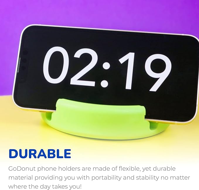 GoDonut – Phone Stand Original – Cell Phone Holder + Tablet Stand Desk Organizer – Compatible with Tablet, iPhone 16 15 14 Pro Max, Android & Most Smartphones - Yellow