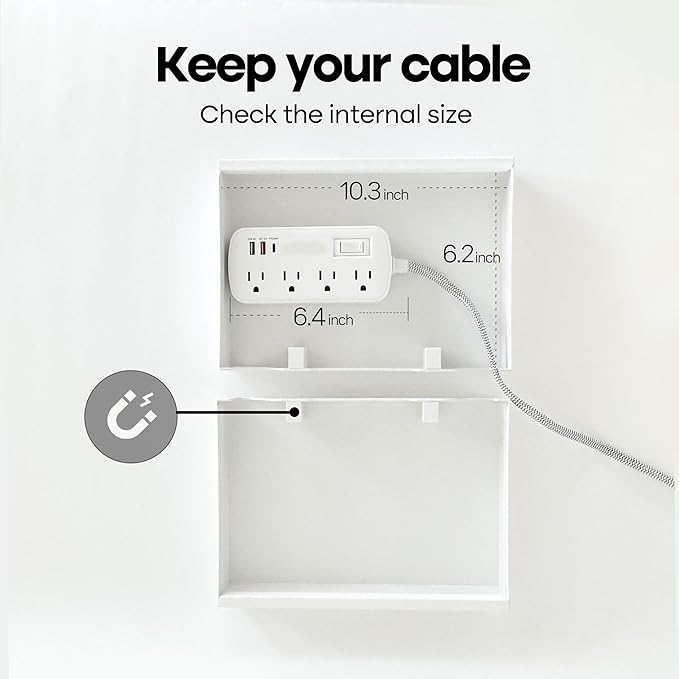 Book Shape Decorative Cable Management Box - Expandable Cable Organizer Box with Magnetic Closure for Home & Office (LoveFinds, Standard)