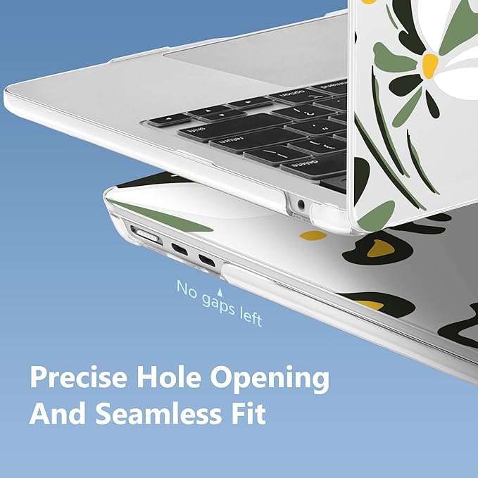 Mektron Compatible with M4 MacBook Air 15 inch Case 2025 A3241 2024 2023 M3 A3114 A2941 M2 Liquid Retina Display Touch ID, Plastic Hard Case & Keyboard Skin & Screen Protector - Abstract Floral C346