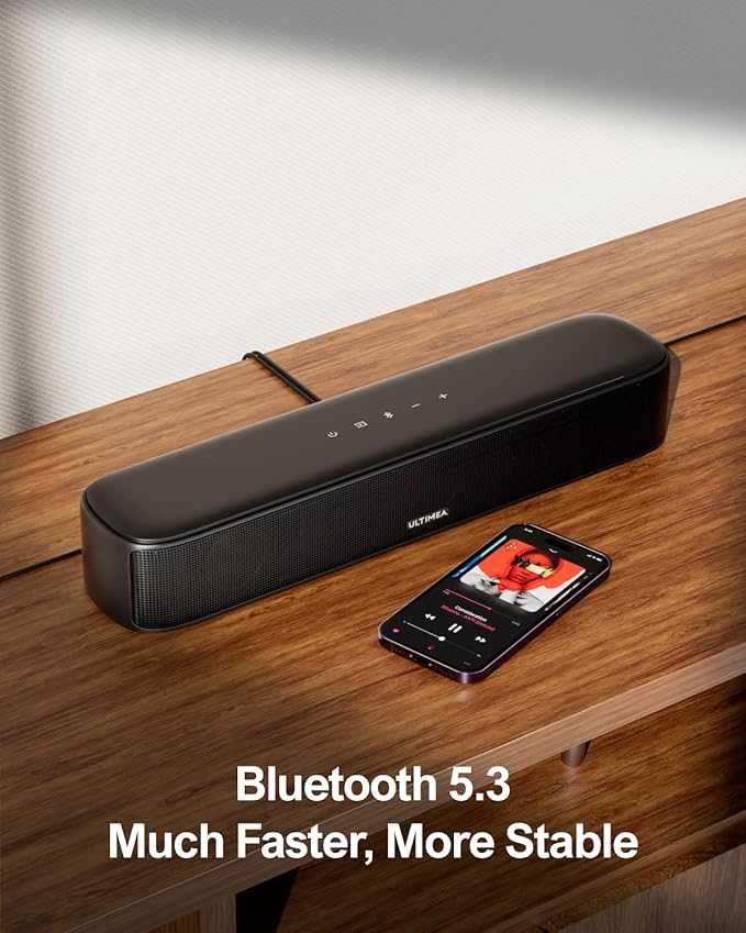 ULTIMEA 7.1ch Sound Bar with Subwoofer, Virtual Surround Sound System for TV, Sound Bar for Smart TV with 4 Surround Speakers, Peak Power 330W, TV Soundbar with App Control, Opt/AUX/BT, Aura A40
