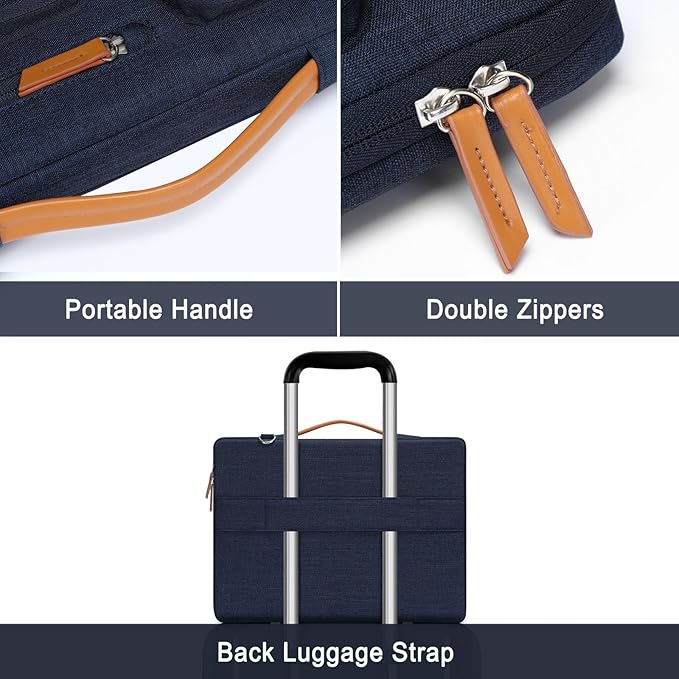 MOSISO 360 Protective Laptop Shoulder Bag,15-15.6 inch Computer Bags Compatible with MacBook Pro 16 inch, HP, Dell, Lenovo, Asus Notebook,Side Open Messenger Bag with 4 Zipper Pockets, Navy Blue
