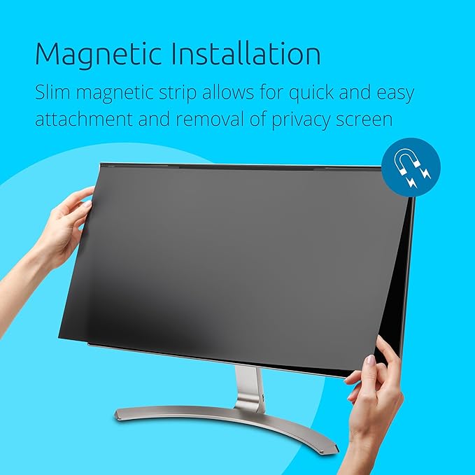 Kensington MagPro 23.8 Inch Magnetic Computer Privacy Screen for Desktop, Removable 16:9 Computer Privacy Filter, Anti-Glare Blue Ray Reduction, Compatible with Slim Bezel Monitors, K55421WW