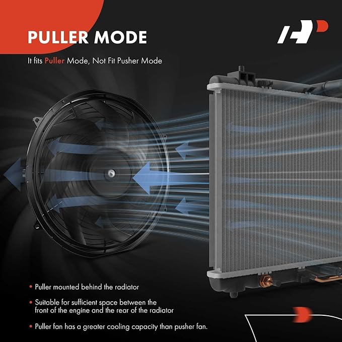A-Premium 12'' 12 inch Slim Fan Pull Universal Electric Radiator Cooling Fan Assembly, 12V 80W with Mount Kit