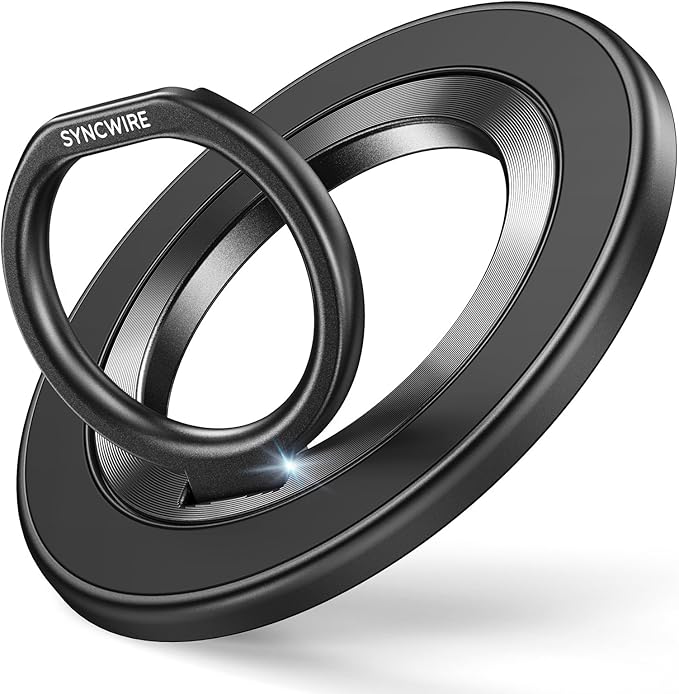 SYNCWIRE Upgraded Magnetic Phone Ring Holder for MagSafe, Magnet Cell Phone Grip Stand Finger Ring Kickstand Two-Sided Magnetic Compatible with iPhone 16 Pro Max 15 14 13 12 MagSafe Accessories