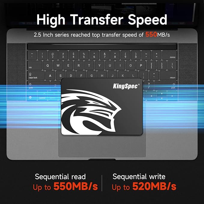 KingSpec 4TB 2.5 SSD SATA III Internal - 550MB/s Read, 520MB/s Write with 3D NAND Flash, for Laptop & Desktop PC Upgrade