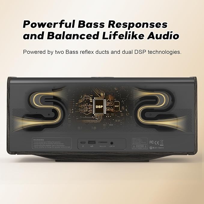DOSS SoundBox Ultra Bluetooth Speaker with 2.1 Channel Audio, 80W Superior Sound with Deep Bass, Two DSP Technologies, 18H Playtime, BT 5.3, Wireless for Home, Office, Bedroom-Gold