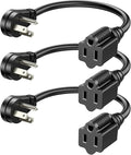 DEWENWILS 1FT Short Extension Cord, Flat Head Extension Cord Indoor with 3 Prong, Low Profile Power Cable SJT 14 AWG Flexible Power Cord for Home Kitchen, ETL Listed, 3 Pack