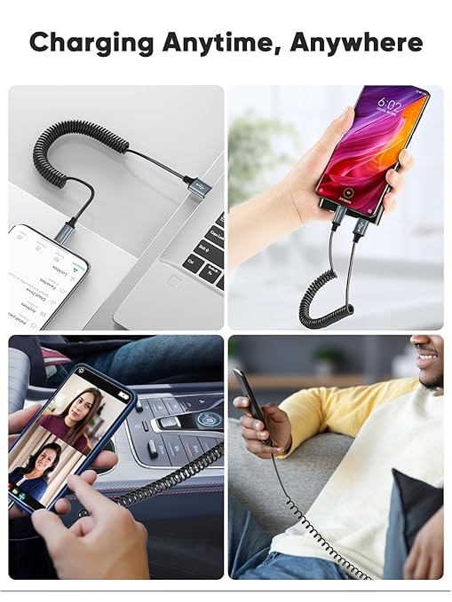 CableCreation Coiled USB C Cable, Coiled USB A to USB C Cable for Car Type C Charger Cable for Carplay & Android Auto Compatible with iPhone 16,15, Samsung Galaxy S24 / S23, Google Pixel, Tablet