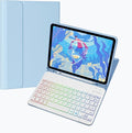 Keyboard Case for Galaxy Tab S10 Plus/S9 Plus/S9 FE Plus/S8 Plus/S7 Plus/S7 FE 12.4 Inch, 7 Color Rainbow Backlight Detachable Magnetic Keyboard Cover with S Pen Holder,Sky Blue