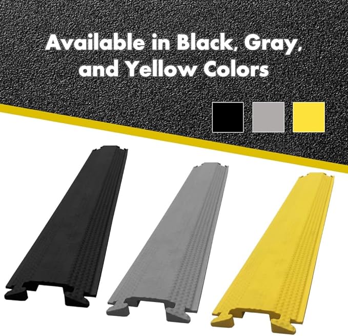 Kable Kontrol Drop Over Floor Cord Cover – 60” Inch Long 1 Channel Cable or Wire Protector – 50 Pcs Bulk Pack - Rubber Ramp for Indoor and Outdoor Use – Yellow