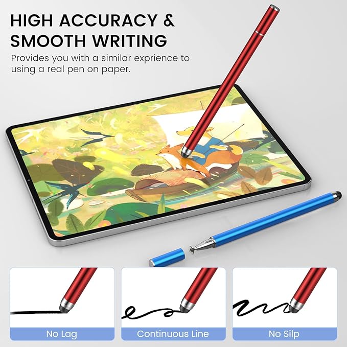 MEKO 4 Pack Stylus Pens for Touchscreens, 2-in-1 High Sensitivity&Precision Capacitive Stylus Pens for iPad iPhone Android Smartphone Tablets All Touchscreen Devices(4 Stylus + 12 Tips)