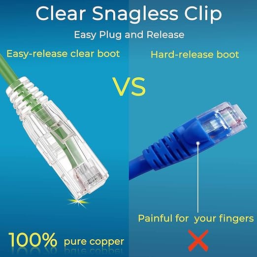 Rapink Patch Cables Cat6/ Cat6a 3ft (24 Pack) Slim, Cat6a Ethernet Patch Cable 30G Support, Snagless Cat 6 Patch Cable for Patch Panel to Switch, Flexiable Cat6 Ethernet Cable Green