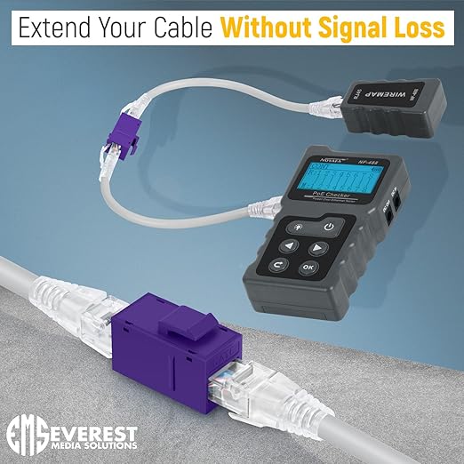 Everest Cat6 RJ45 Keystone Coupler (12-Pack) - Purple - Female to Female - Ethernet Coupler - Cat 6 Compatible with Cat5e