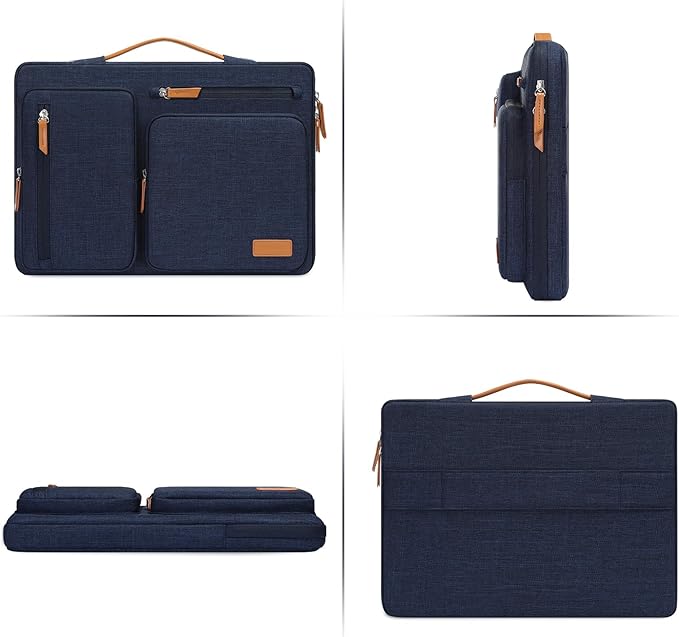 MOSISO 360 Protective Laptop Case 16 inch, 15-15.6 inch Laptop Sleeve Compatible with MacBook Pro 16, HP, Acer, Dell, Lenovo, ASUS, Side Open Carrying Case with 4 Zipper Pockets&Handle, Navy Blue