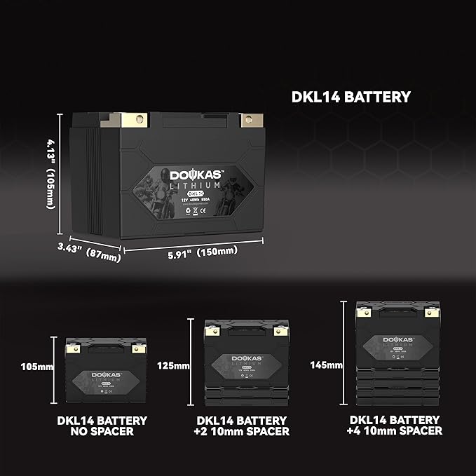 DKL14 550A LiFePO4 Motorcycle Lithium Battery, 12V 4Ah Powersports Battery, Compatible Jet Ski, Quad, Lawn Mower, Scooter, Generator Battery, Snowmobile