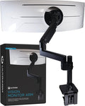 Heavy Duty Monitor Arm for Ultrawide Monitors up to 57" and 44 lbs, Single Desk Stand, Pneumatic Height Adjustable, Modular Extension Arms - Max VESA 100x100, Black, MA20P-S