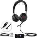 Yealink UH38 Bluetooth USB Wired Headset, Work Headset with Noise Cancelling Microphone, Teams Certified, Comfort Fit, Dual Connect for PC Computer & Mobile Devices, Dual Busylight