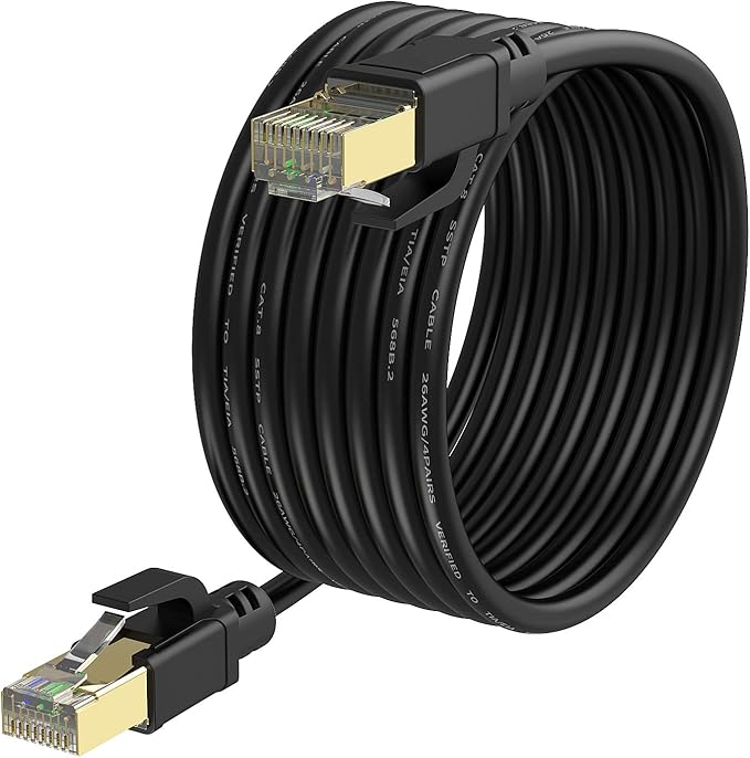 YixHG CAT 8 Ethernet Cable 100 ft, Internet Network Cord, 40Gbps 2000Mhz LAN Wires, High Speed SSTP LAN Cables with Gold Plated RJ45 Connector for Router, Modem, Gaming, Xbox (100 ft)