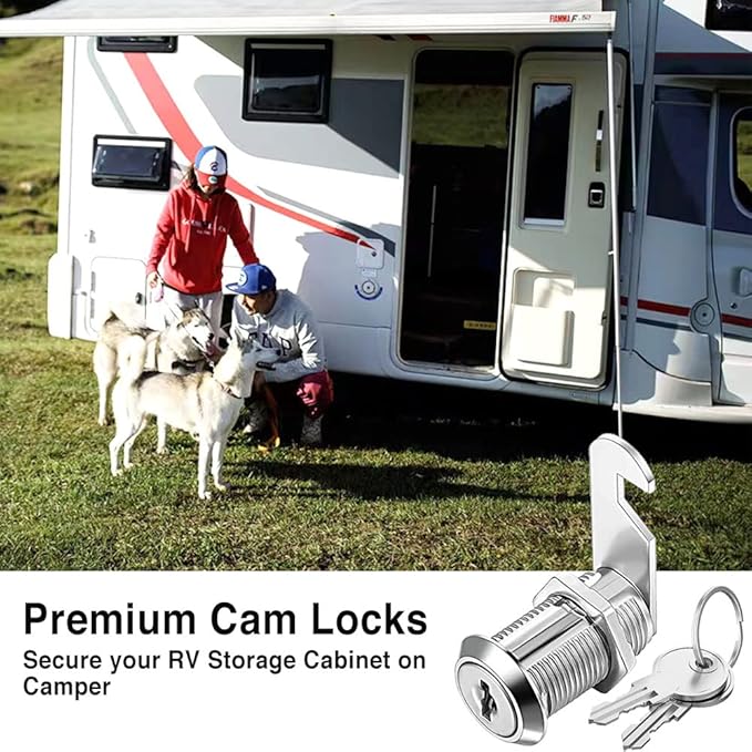 Cabinet Cam Locks Keyed Alike, 1-1/8'' Fits on 7/8'' Max Door Thickness, Secure File Drawer Mailbox RV Storage Replacement Set, Zinc Alloy (1-1/8 Inch 10Pcs)