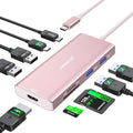 USB C Hub HDMI USB Adapter, 9 in 1 Dock with HDMI 4K@60Hz, SD/TF Card Reader, USB C Port,100W PD and 4 USB Ports (Pink)