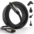 Elecan Optical Audio Cable 200 Ft Digital Audio Toslink Cable Cord-Fiber Optic-Gold Plated-Flexiable&Durable-for Home Theater,Sound Bar,PS4&Xbox-with 4 Right Angled and Mini Toslink Adapters+Ties