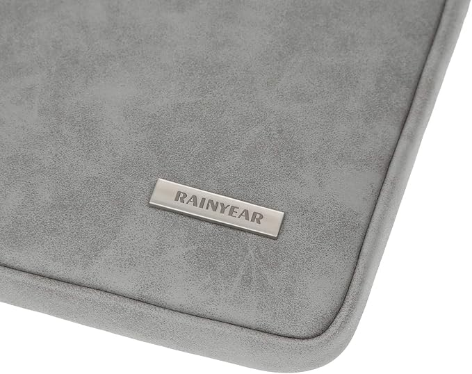RAINYEAR 13 Inch Laptop Sleeve PU Suede Leather Case Protective Cover Water Resistant Carrying Bag Compatible with 13.3 Notebook Computer Chromebook,14" MacBook M1 M2 M3 M4,13.5 Surface Laptop(Gray)