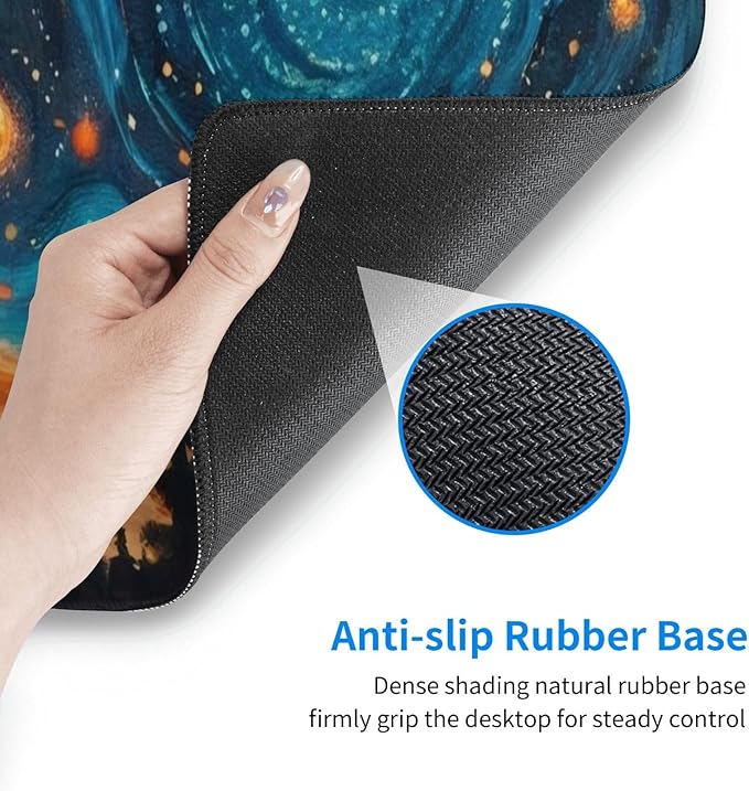 Gaming Mouse Pad, Large Non-Slip Rubber Base Mousepad, Keyboard Mouse Mat, Desk Pad with Stitched Edges, 31.5x11.8inch, Abstact Sky