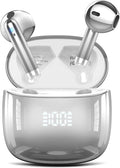 Wireless Earbuds, Bluetooth Headphones 48H Playtime Ear Buds with LED Power Display, IPX7 Waterproof Bluetooth 5.4 Earphones in-Ear Earbuds with 4 Mic for Android iOS Cell Phone Laptop, Silver