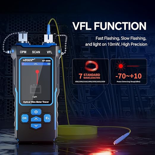NOYAFA NF-8508 Network Cable Tester Kit with RJ45 Crimp Tool, Ethernet Cable Tester with Optical Power Meter, RJ45 Network Tester with Crimper Stripper Cutter for Cat5 Cat6 Cat7 8P8C