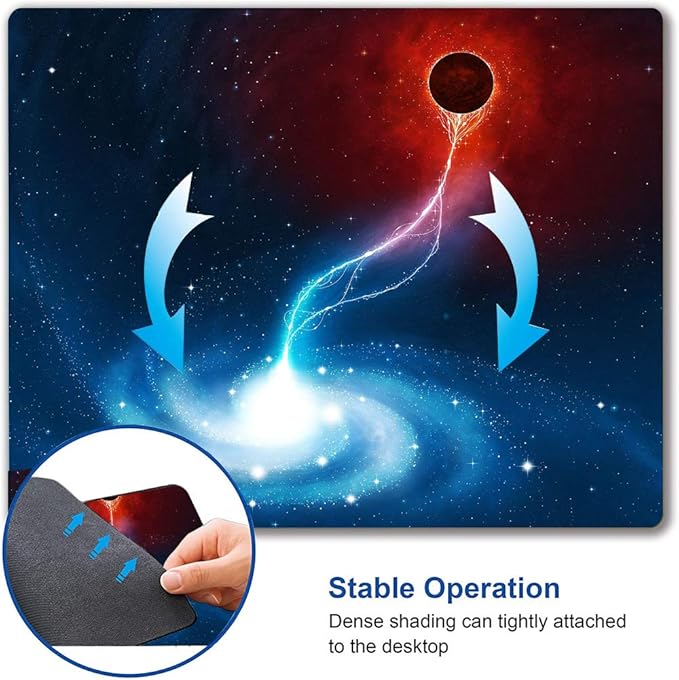 Cool Galaxy Mouse Pad, Black Holes Engulf Galaxies Square Mouse Pad Non-Slip Rubber Base Gaming MousePads for Computers Laptop Office, 9.5"x7.9"x0.12" Inch( 240mm x 200mm x 3mm)